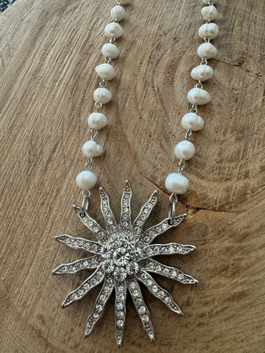 Starburst on Pearls Necklace