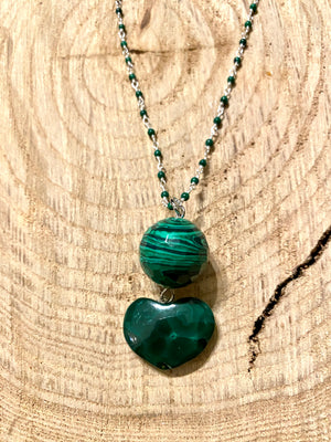 Malachite Heart Pendant with Sterling Silver Chain | eBay
